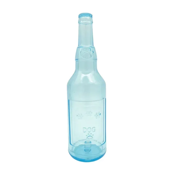 10006 Blue squeaky rubber dog toy bottle shape for teething puppies
