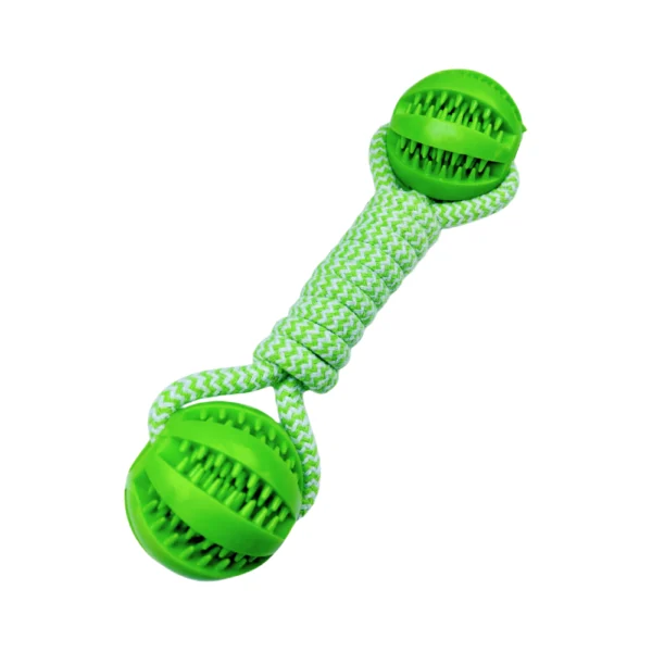 Durable TPR Dog Ball Toy with Cotton Rope – Teeth Cleaning Chew & Tug Toy for Dogs