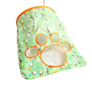 Green 3-layer crinkle cat tunnel with mouse toy