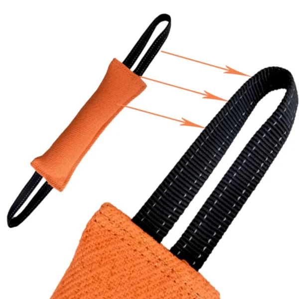 10007 Close-up of tough chew-resistant material dog tug toy for training