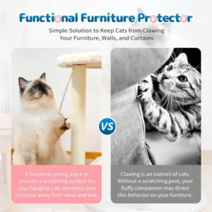 10007 Interactive cat tree showing scratching post, rope play ball, and climbing surface