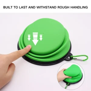 10008 Close-up of collapsible silicone pet bowl showing durable foldable design for dogs and cats