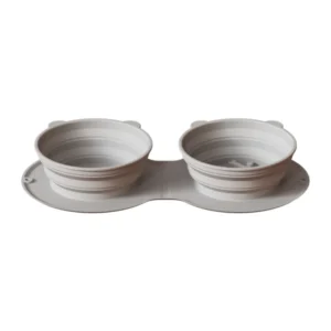 Foldable Silicone Double Pet Travel Bowl – Portable Food & Water Feeder for Dogs & Cats (Wholesale)