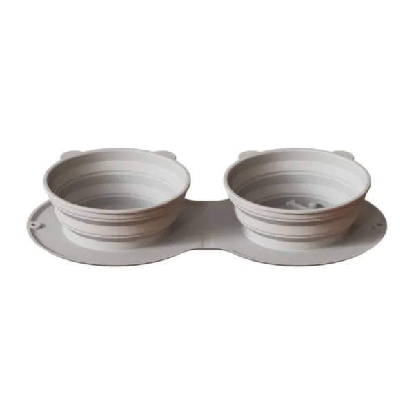 Foldable Silicone Double Pet Travel Bowl – Portable Food & Water Feeder for Dogs & Cats (Wholesale)