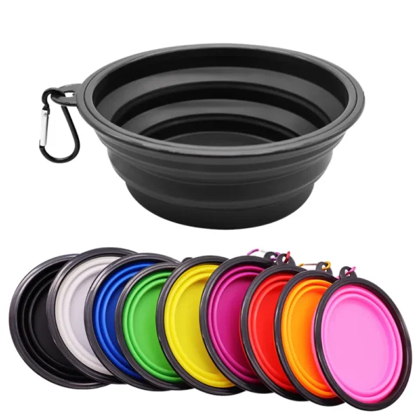 2 Pack Collapsible Silicone Dog Bowls – Portable Pet Food & Water Travel Bowl with Carabiner