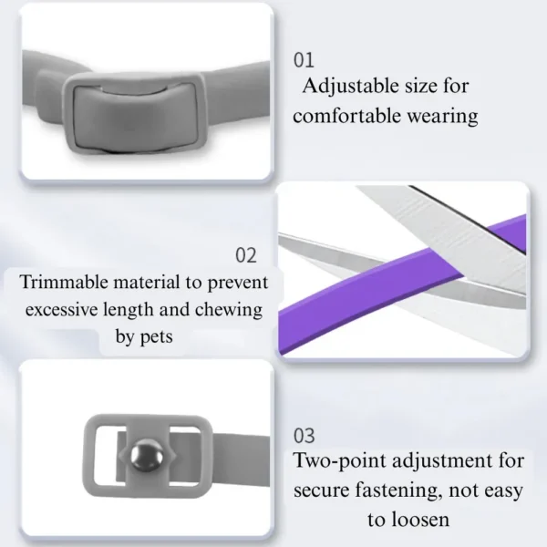 10009 Close-up view of cat calming collar material and adjustable buckle design