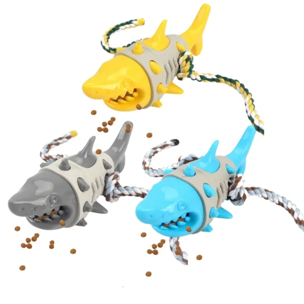 Wholesale Durable Shark Shape Dog Chew Toy with Rope – Interactive Dental Care Toy for Aggressive Chewers, Bulk Pet Supplies