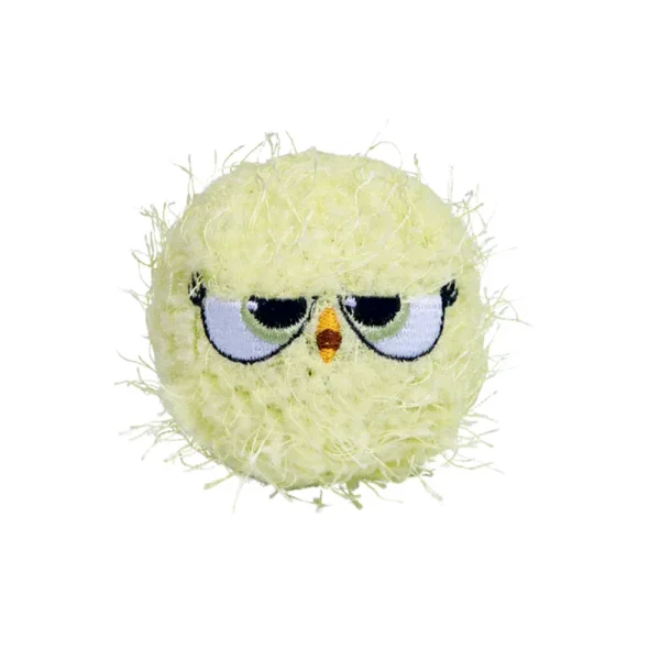 10009 Yellow squeaky plush dog ball with cartoon embroidery