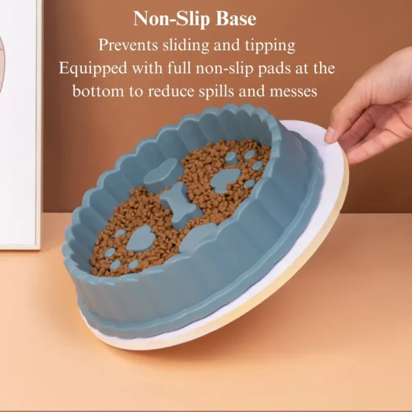 10010 Cat using non-slip slow feeder bowl in home environment