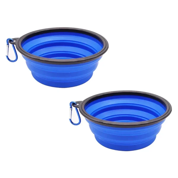 10012 Collapsible silicone dog bowls available in yellow, pink, green, orange, black, red, blue, and white for wholesale bulk orders