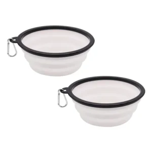10015 Collapsible silicone dog bowls available in yellow, pink, green, orange, black, red, blue, and white for wholesale bulk orders
