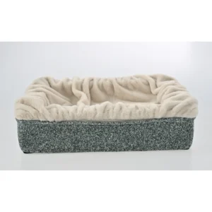 Rabbit plush pet sofa bed showing raised edges for comfort and support