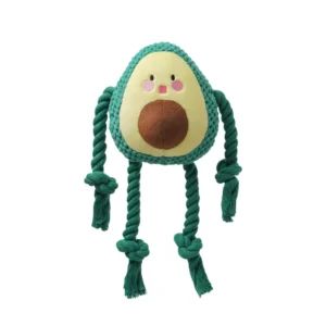 Cute Avocado Plush Squeaky Dog Toy with Durable Rope Knots – Interactive Chew Toy for Dogs Wholesale