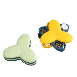 Demonstration of how to hide treats and rotate puzzle pieces in the IQ training dog toy