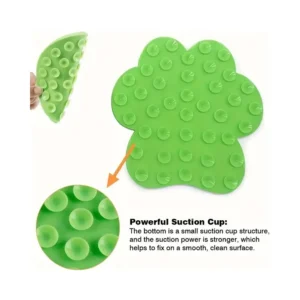 15570087297fe596f9dd0ad14f6b710c Close-up of silicone lick mat texture showing suction cups and anti-slip surface for slow feeding and bath distraction use