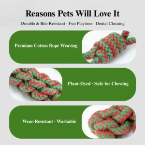 Interactive chew and tug function of Christmas rope dog toy