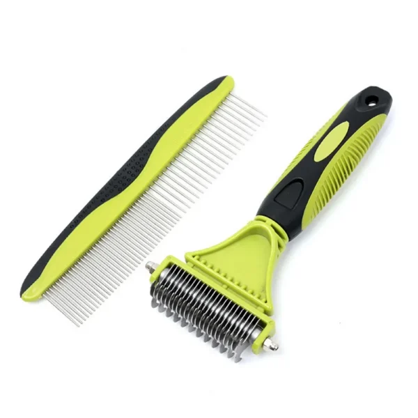 2-in-1 Pet Grooming Comb Set – Dual-Sided Deshedding & Dematting Tools for Dogs and Cats