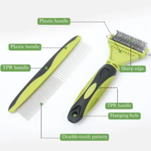 Demonstration of dematting and detangling action on pet fur.