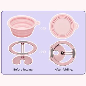 9de9e6633173f6e2b4ded99cc01fba92 Close-up of silicone dog bowl with non-slip aluminium stand for stable pet feeding