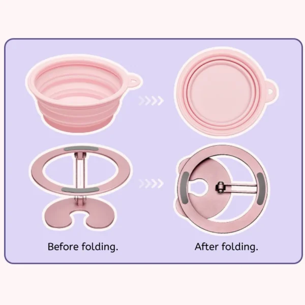 9de9e6633173f6e2b4ded99cc01fba92 Close-up of silicone dog bowl with non-slip aluminium stand for stable pet feeding