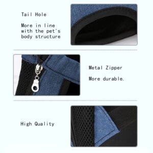 Close-up of Oxford fabric texture and breathable mesh on pet carrier