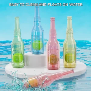 Squeaky Bottle Dog Toy Demonstrating Chewing and Floating Functions