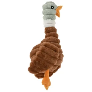 Farm Animal Series Brown Duck Squeaky Plush Dog Toy – Durable Soft Chew Toy for All Breeds