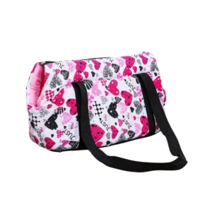 Pet Shoulder Carrier Bag in Color C with Patterned Fabric and Long Straps
