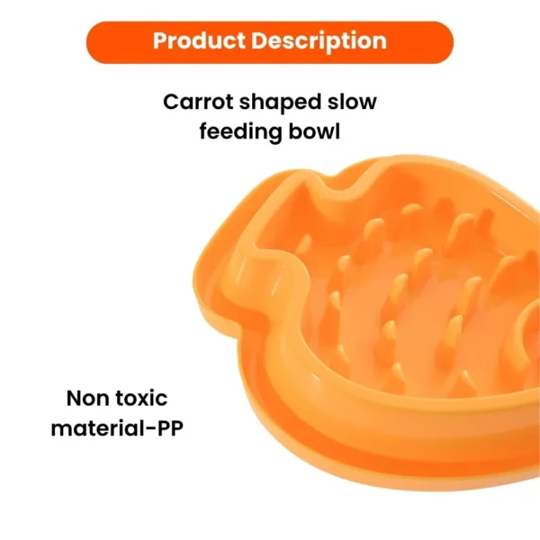 10003 Close-up view of the PP dog slow feeder bowl texture and carrot pattern