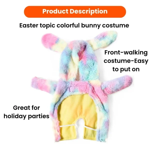 10003 Warm plush material providing comfort for small dogs in Easter bunny costume.