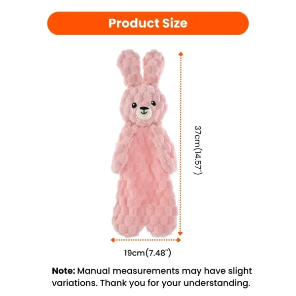 ca3e3ffb7035af38f7d3caef54bdd542 Size chart of plush Easter bunny dog toy with flat body