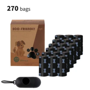 Biodegradable dog poop bags with black bone print