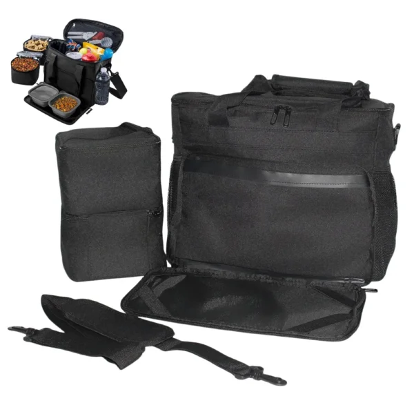 Wholesale Pet Travel Bag Organizer with Food Containers – Portable Dog & Cat Feeding Storage for Outdoor Trips, Groomers & Pet Stores