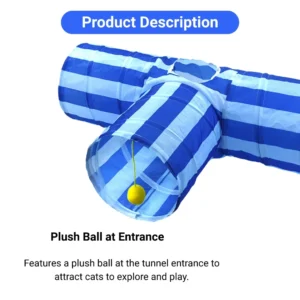 Foldable cat tunnel showing collapsible structure for easy storage