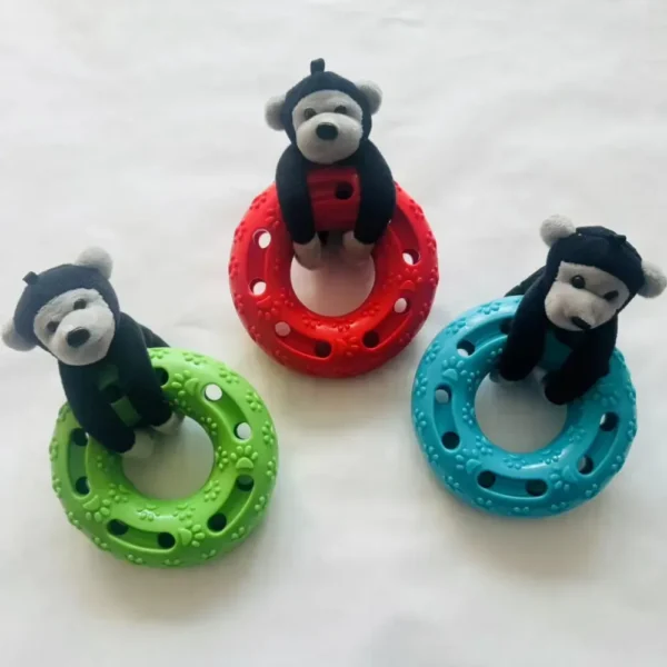 10006 In-store display of floating gorilla TPR dog toys for pet shops and groomers