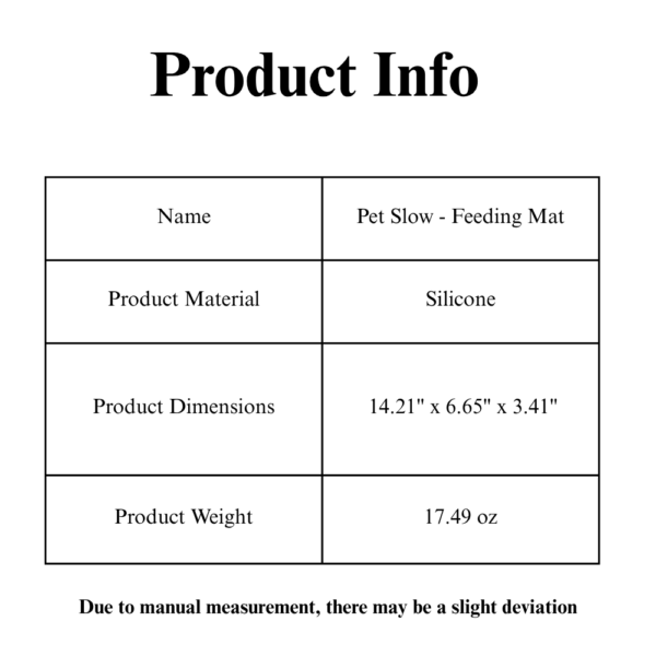 10006 Dimensions of the grass-like silicone slow feeder mat with length and width labels