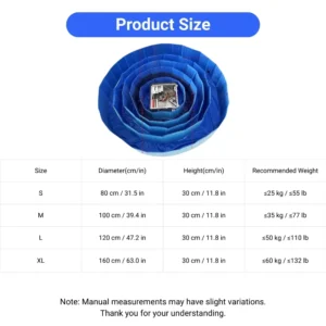 10007 Dog pool size chart for different breeds
