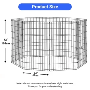 10007 Dimensions Chart of 42 Inch Extra Tall 8-Panel Dog Exercise Pen
