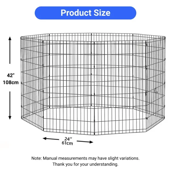 10007 Dimensions Chart of 42 Inch Extra Tall 8-Panel Dog Exercise Pen