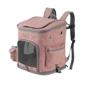 Pink pet backpack carrier for cats and small dogs
