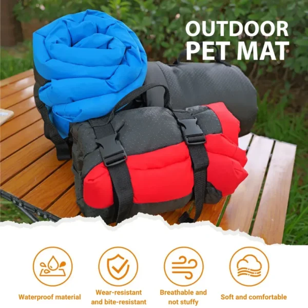 10004 Portable dog bed used outdoors for camping and travel – foldable dog sleeping mat for active pets