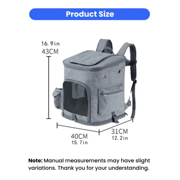 10006 Large capacity pet backpack carrier size dimensions for cats and small dogs