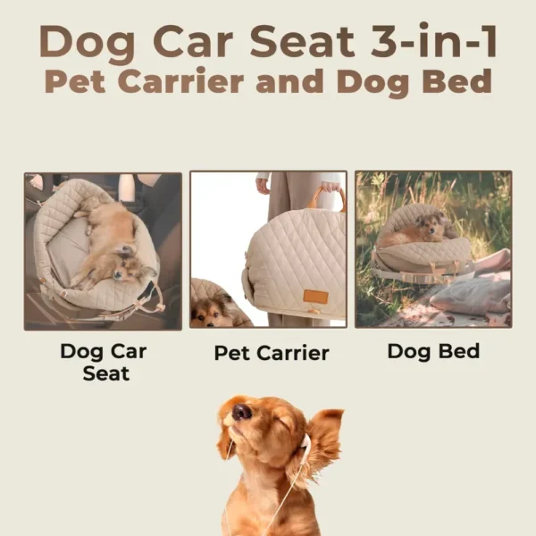 10008 Dog car seat booster installed on car seat for travel