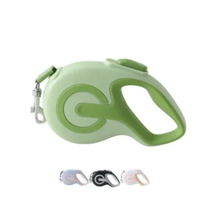 9.8 ft retractable dog leash with one-touch lock and ergonomic handle