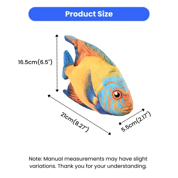 10002 realistic fish plush dog toy size reference for small and medium dogs