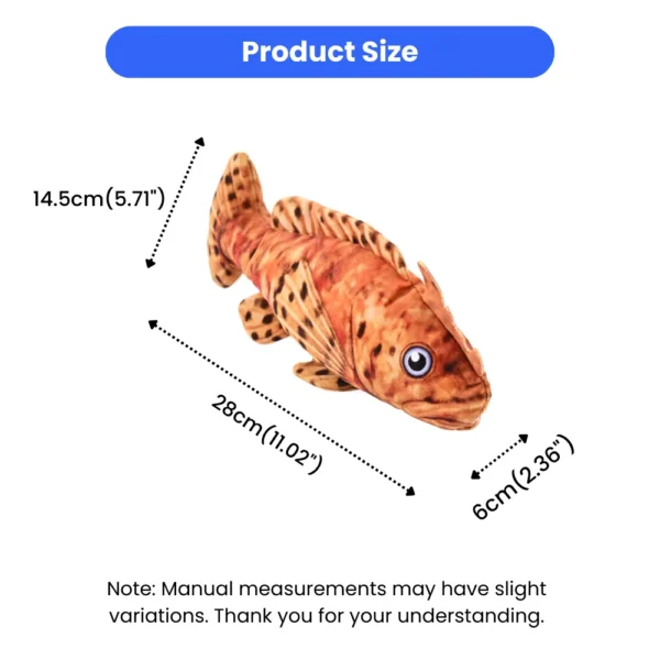 10002 stonefish plush dog toy size reference for small and medium dogs