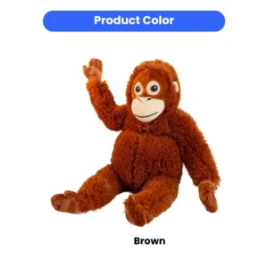 Close-up of Soft Faux Fur and Secure Stitched Eyes on Orangutan Dog Toy
