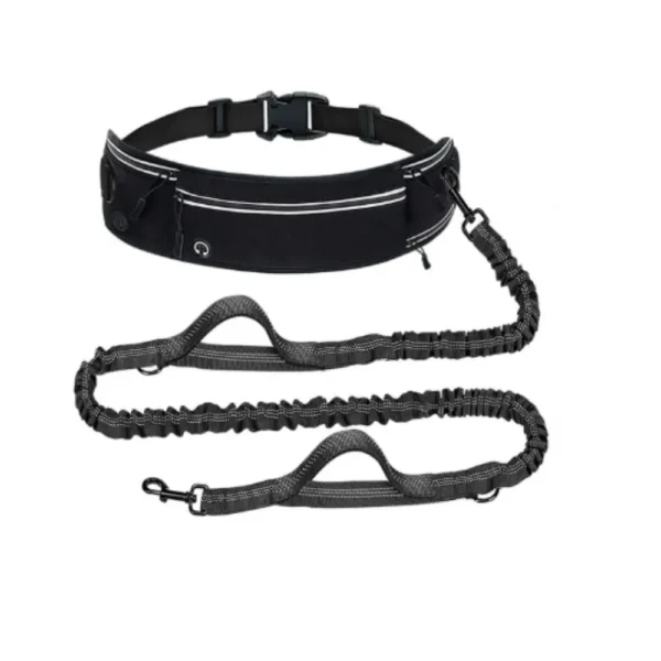 10003 hands free retractable dog leash with running waist belt black color
