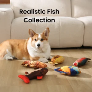 10005 colorful plush dog toys displayed in pet store retail shelf