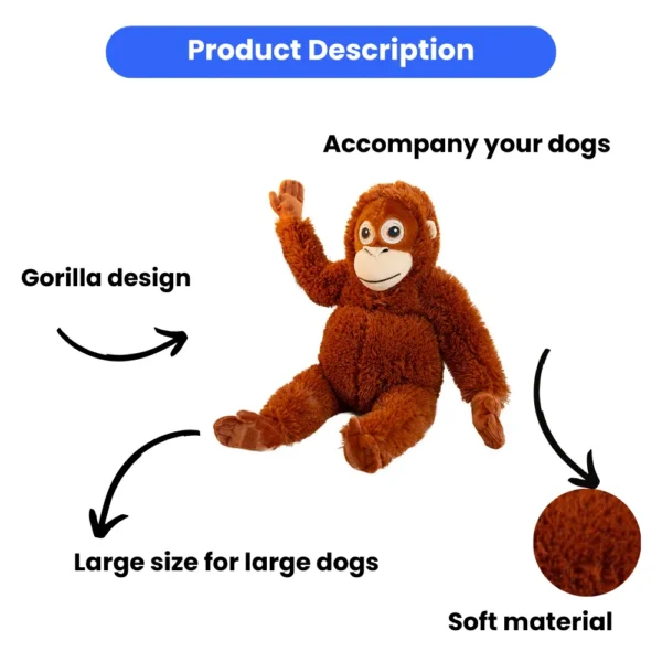 10005 Close-up of Soft Faux Fur and Secure Stitched Eyes on Orangutan Dog Toy
